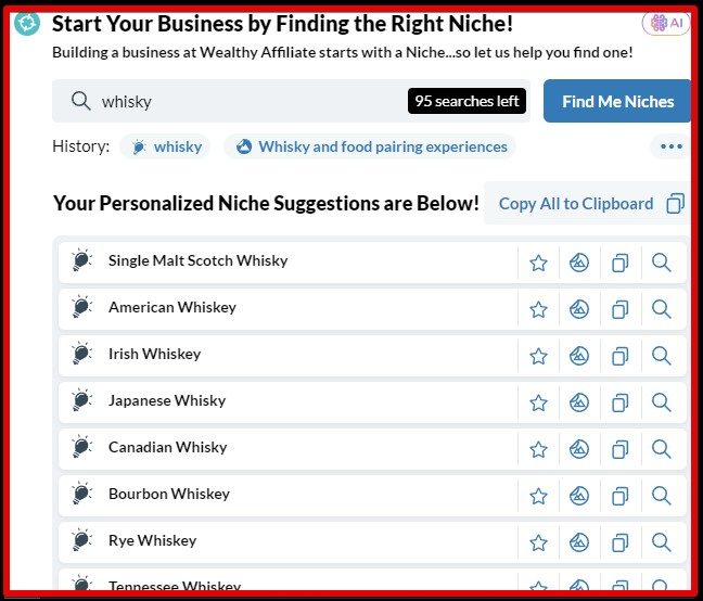 Wealthy Affiliate Review - The Wealthy Affiliate Niche Finder Tool